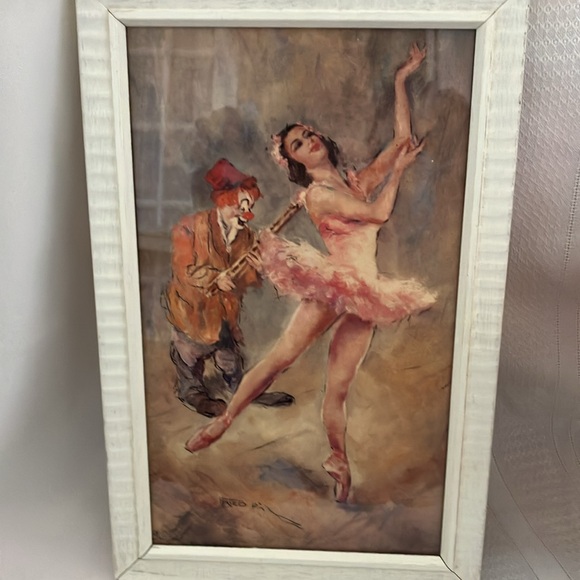 Vintage Rare MCM Pal Fried Ballerina & Musical Clowns Original Frame Prints Pair - Picture 5 of 12